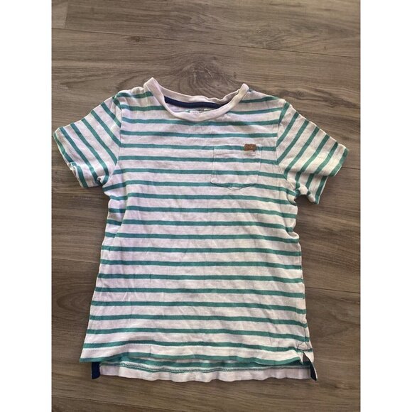 H&M Boys Striped Shirt Size US 4-6Y Green and White Striped with Pocket - Picture 1 of 13